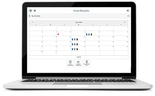 Web app on a laptop showing a resident's personalized collection schedule