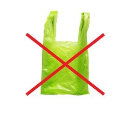 Plastic bag with an X over it