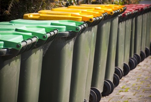 Wheelie bins lined up