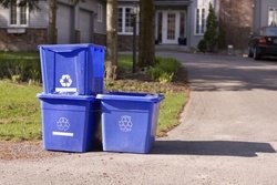 Recycling boxes on the curb