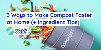 Compost bin with title of article on top