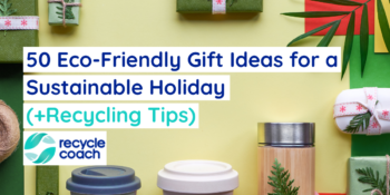 Title with variety of eco-friendly gifts and plant sprigs