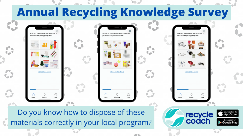 Screen shots of images from a survey about recycling knowledge