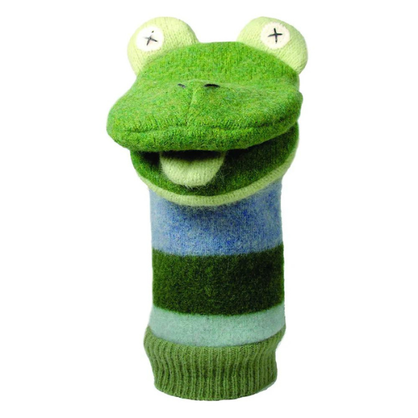 wool frog sock puppet