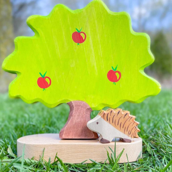 wooden tree and hedgehog toy