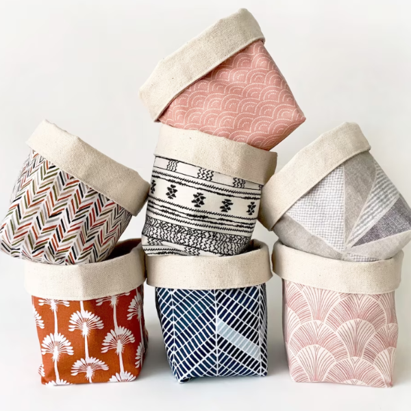 patterned fabric baskets